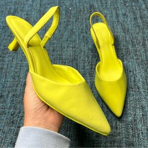 Open Edit Cammie Kitten Heels Pointed Toe in Lime Green Size 6.5 Women's